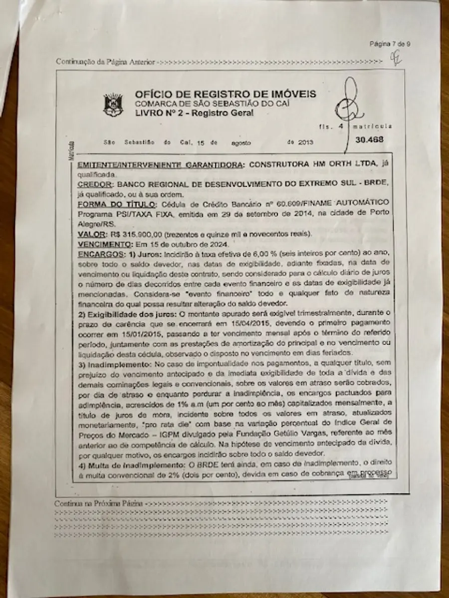 LOTE 001 - Imóvel urbano com área de 632,20 m2, Consta averbada a área de 587,53 m2, para fins comerciais
