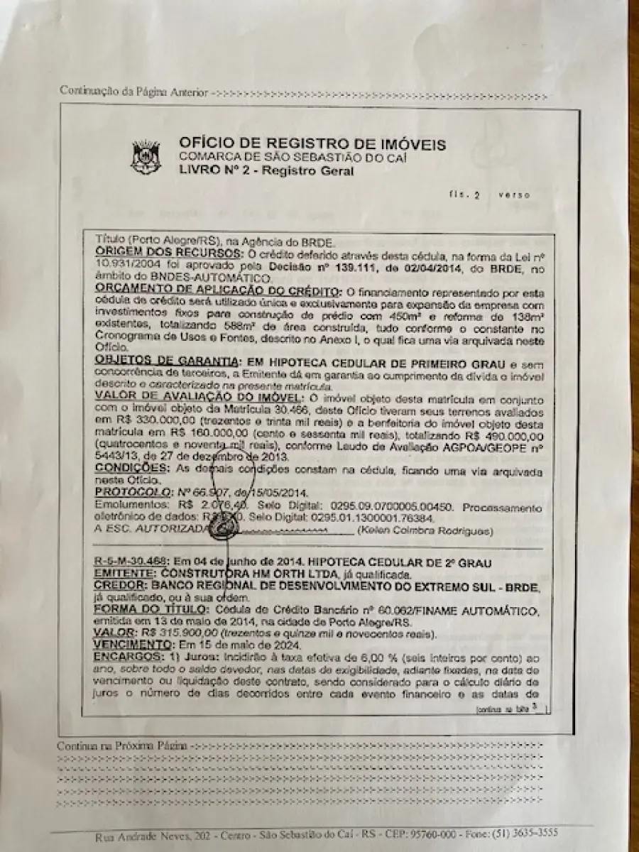 LOTE 001 - Imóvel urbano com área de 632,20 m2, Consta averbada a área de 587,53 m2, para fins comerciais