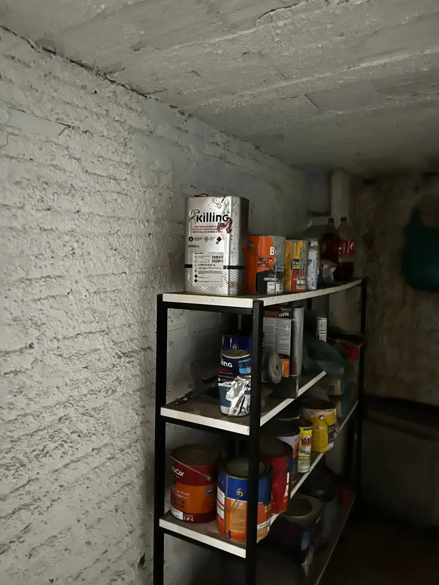 LOTE 082 - Prateleiras com tintas e produtos químicos 