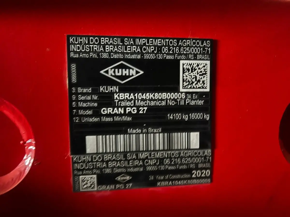 LOTE 152 - Plantadeira 27 L KHUN GRAN PG 2020 - KBRA1045K80B00006