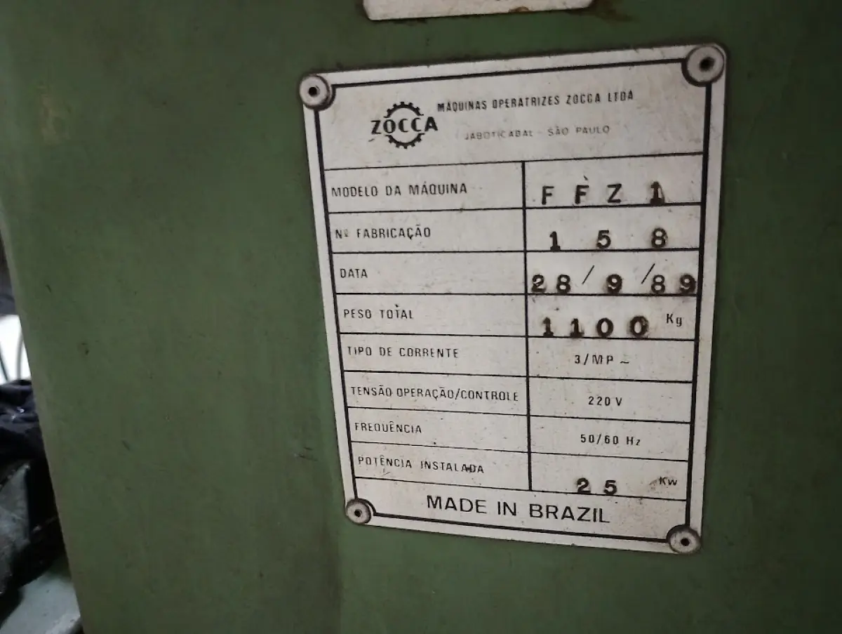 LOTE 057 - frezadora Zocca FFZ 1