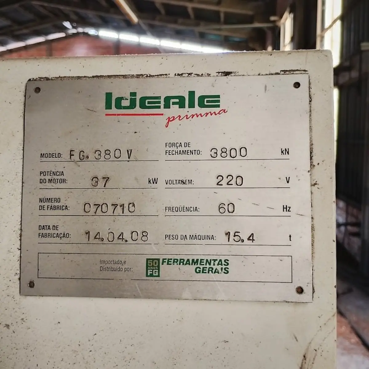 LOTE 006 - Máquina nº 05 Injetora de plástico Ideale Primma FG 380V