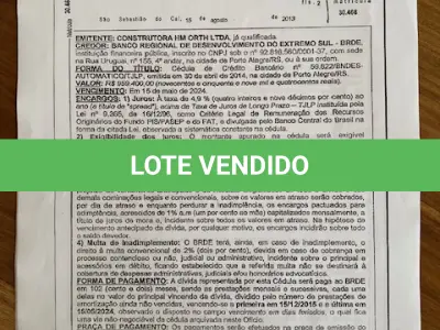 LOTE 001 - Imóvel urbano com área de 632,20 m2, Consta averbada a área de 587,53 m2, para fins comerciais