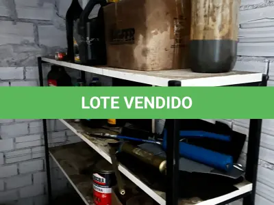 LOTE 082 - Prateleiras com tintas e produtos químicos 