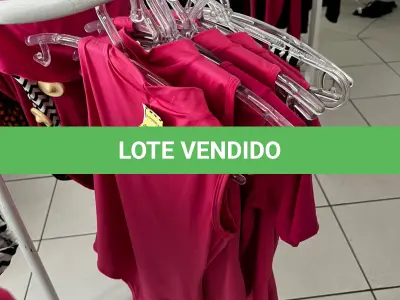 LOTE 000 - Lote com aproximadamente 3.500 peças de roupas e seus cabides (toda a loja): vestidos, saias, moletons, casacos, bermudas, calças, camisetas