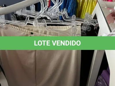 LOTE 000 - Lote com aproximadamente 3.500 peças de roupas e seus cabides (toda a loja): vestidos, saias, moletons, casacos, bermudas, calças, camisetas