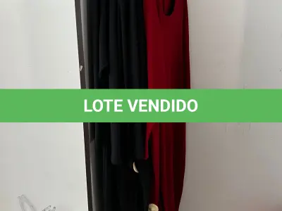 LOTE 000 - Lote com aproximadamente 3.500 peças de roupas e seus cabides (toda a loja): vestidos, saias, moletons, casacos, bermudas, calças, camisetas