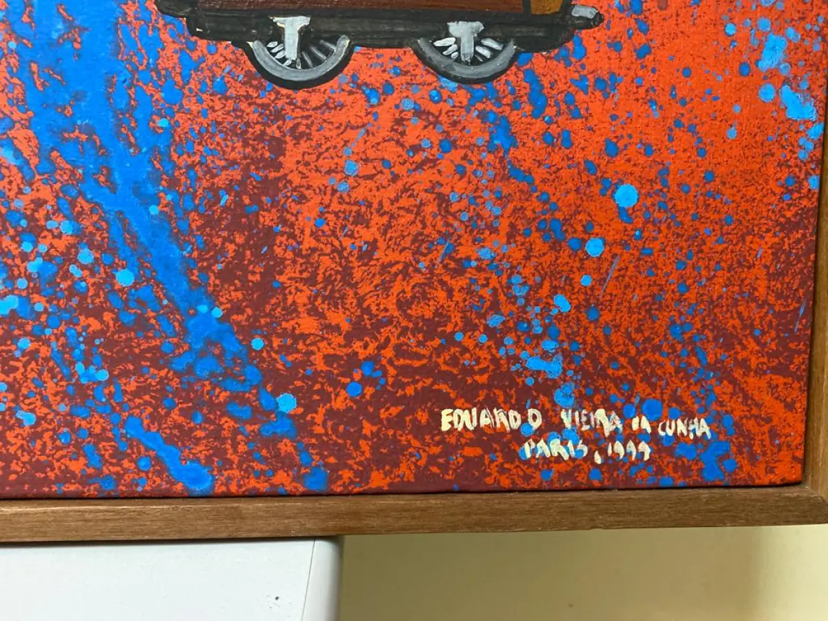 LOTE 1 - QUADRO PINTADO  ACRÍLICO SOBRE TELA DE EDUARDO VIEIRA DA CUNHA DIMENÇÕES DE 100 X 130