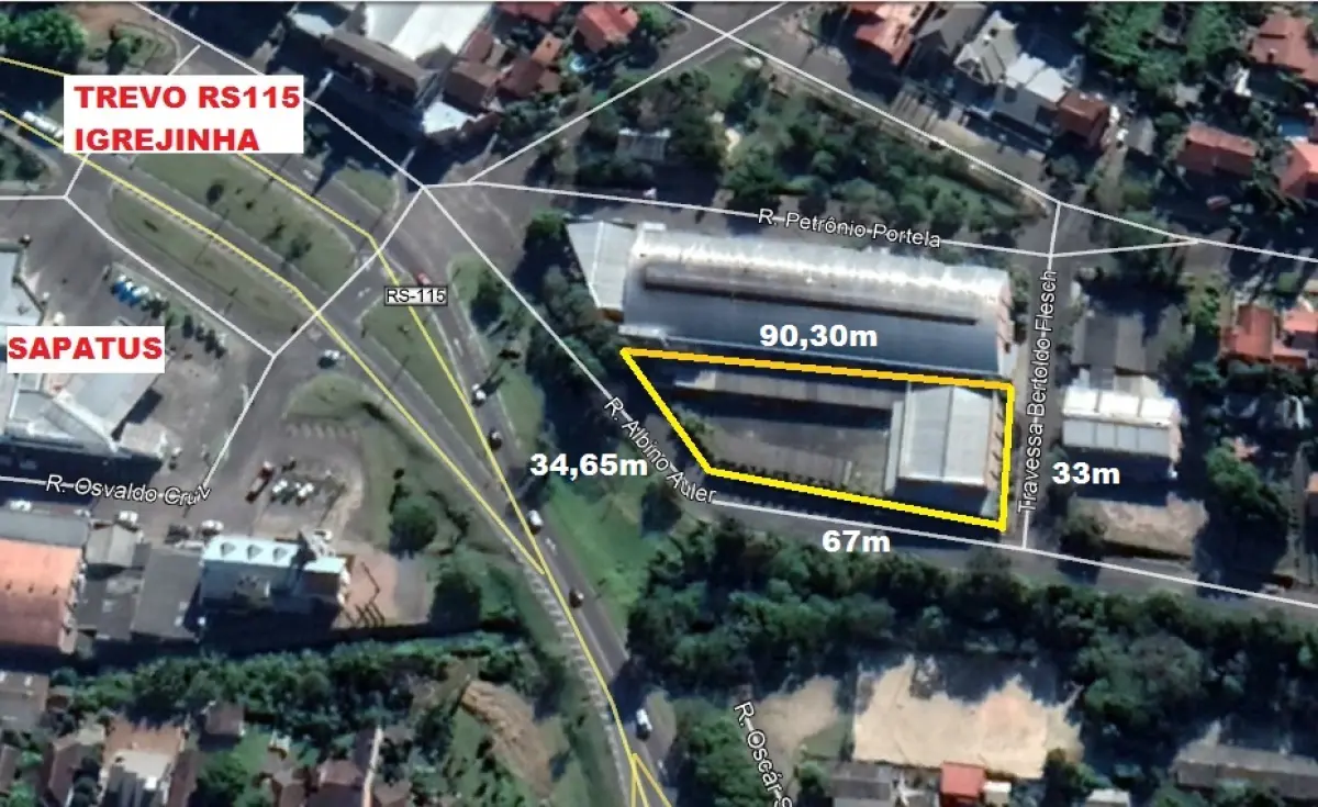 LOTE  - GRANDE IMÓVEL INDUSTRIAL NA ENTRADA DE IGREJINHA, COM 2.230,00M2 E ÁREA CONSTRUÍDA DE 1.240M2