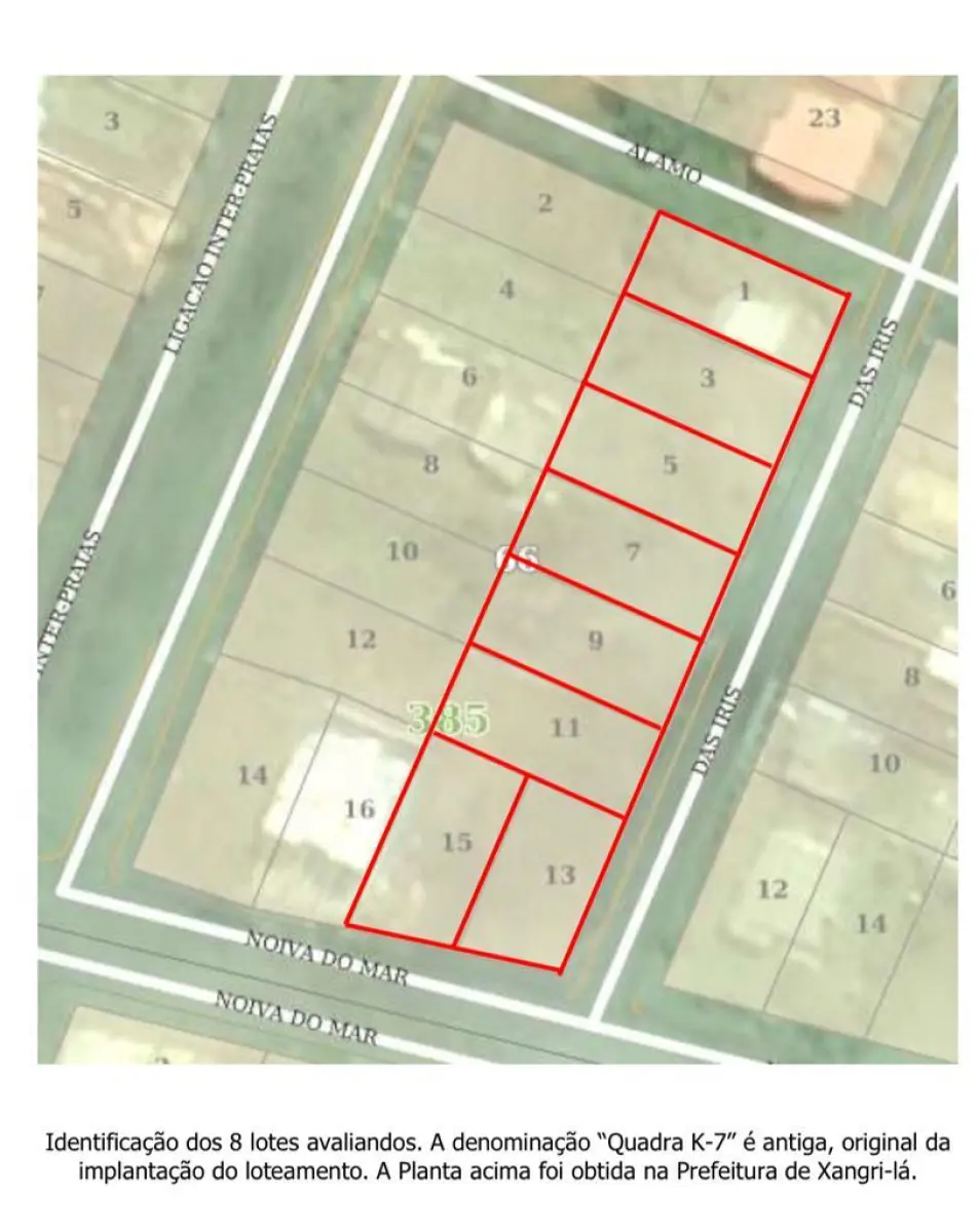 LOTE 001 - lote 1 da quadra K-7, na Praia Noiva do Mar, distrito delote 1 da quadra K-7, na Praia Noiva do Mar, distrito de Capão da Canoa, mun.de Osório, medindo 12m de frente por 27,5m de frente a fundos, c/área de 300m2, no quarteirão formado pelas ruas das Iris, Inter Praias, Av. Noiva do Mar, R. Alamo, c/ frente p/ R. das Iris, demais medidas e confrontações conforme Mat. nº 437 do RI de Osório Capão da Canoa, mun.de Osório