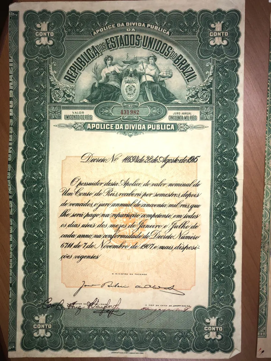 LOTE 000 - TÍTULOS DE DÍVIDA PÚBLICA – TÍTULO DE REAPARELHAMENTO DA ELETROBRAS – APÓLICES DE DÍVIDA PÚBLICA - RELÍQUIAS