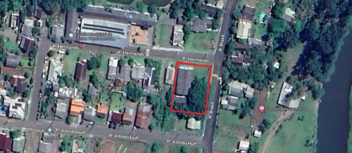 LOTE 004 - Rua Brasil nº 3253 esquina com a Rua Hernando, Linha Café, Tres Coroas. Localizado um pavilhão com aproximadamente 280m2 construídos em alvenaria