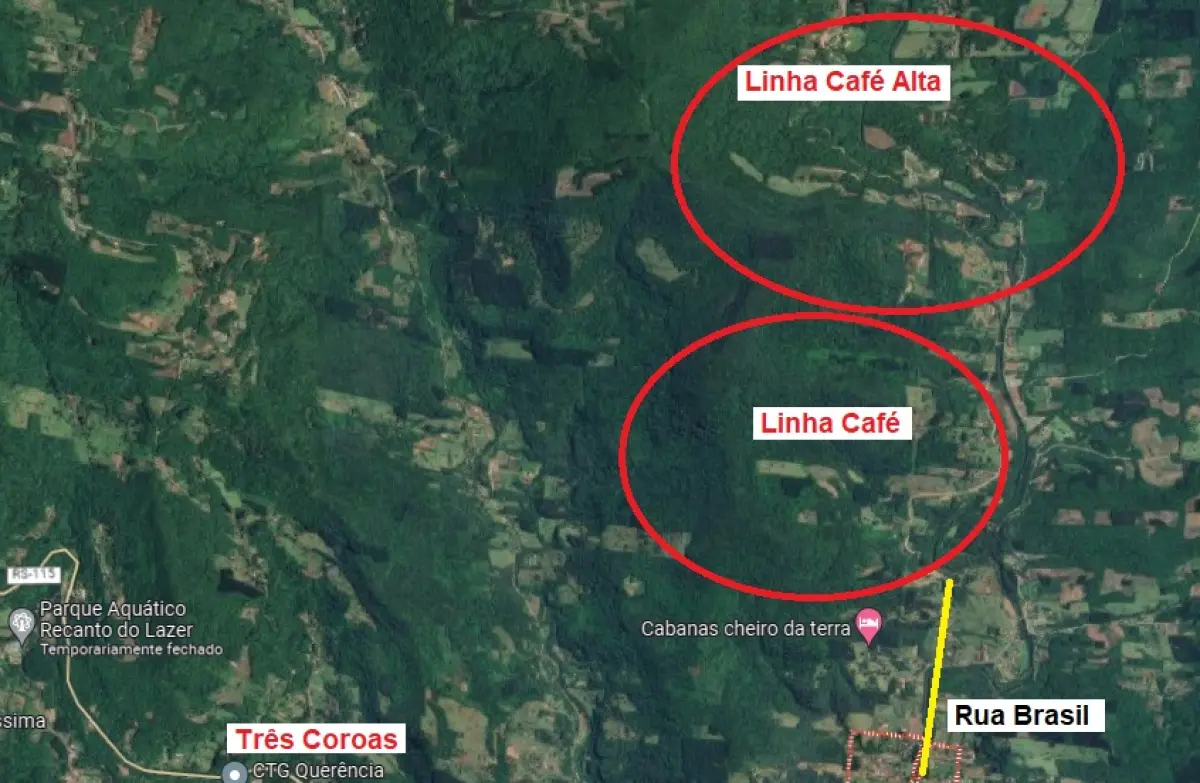 LOTE 002 - O terreno rural c/área de 147.394m2, em Linha Café, Três Coroas