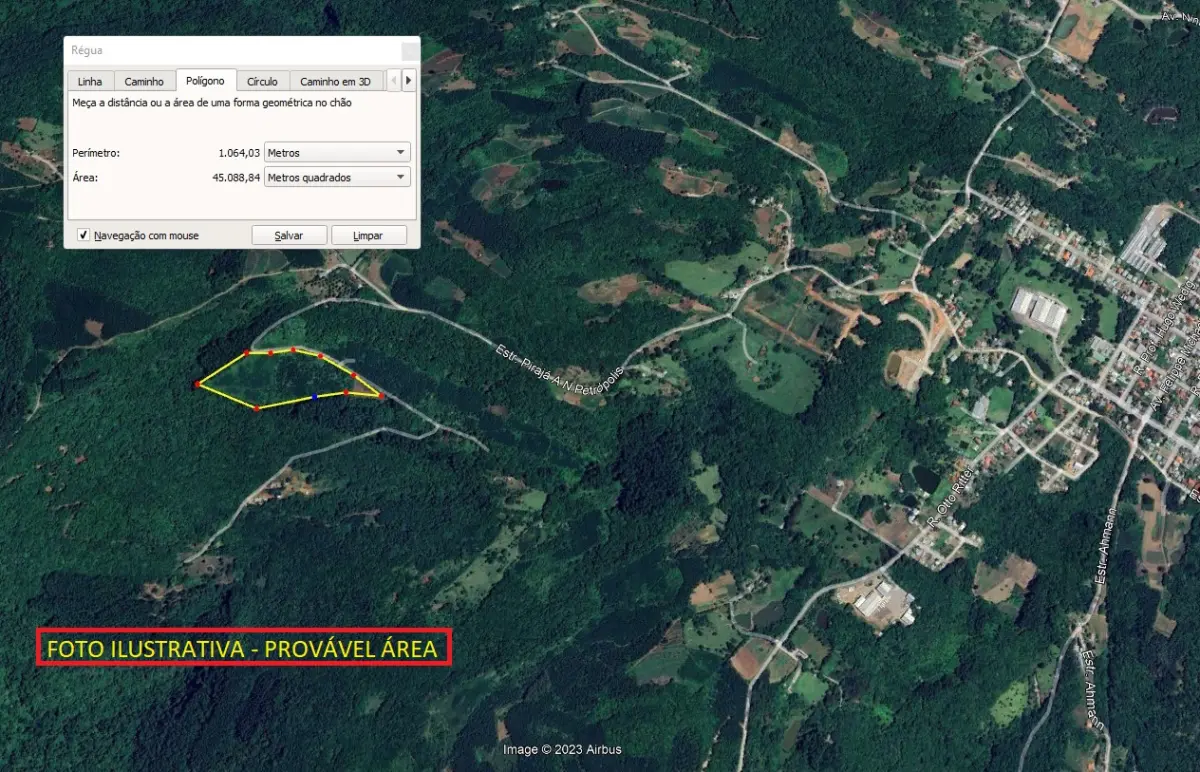 LOTE 000 - O imóvel localizado na Linha Temerária (AV.1), zona rural do município de Nova Petrópolis, RS, com a área de 45.000,00m²