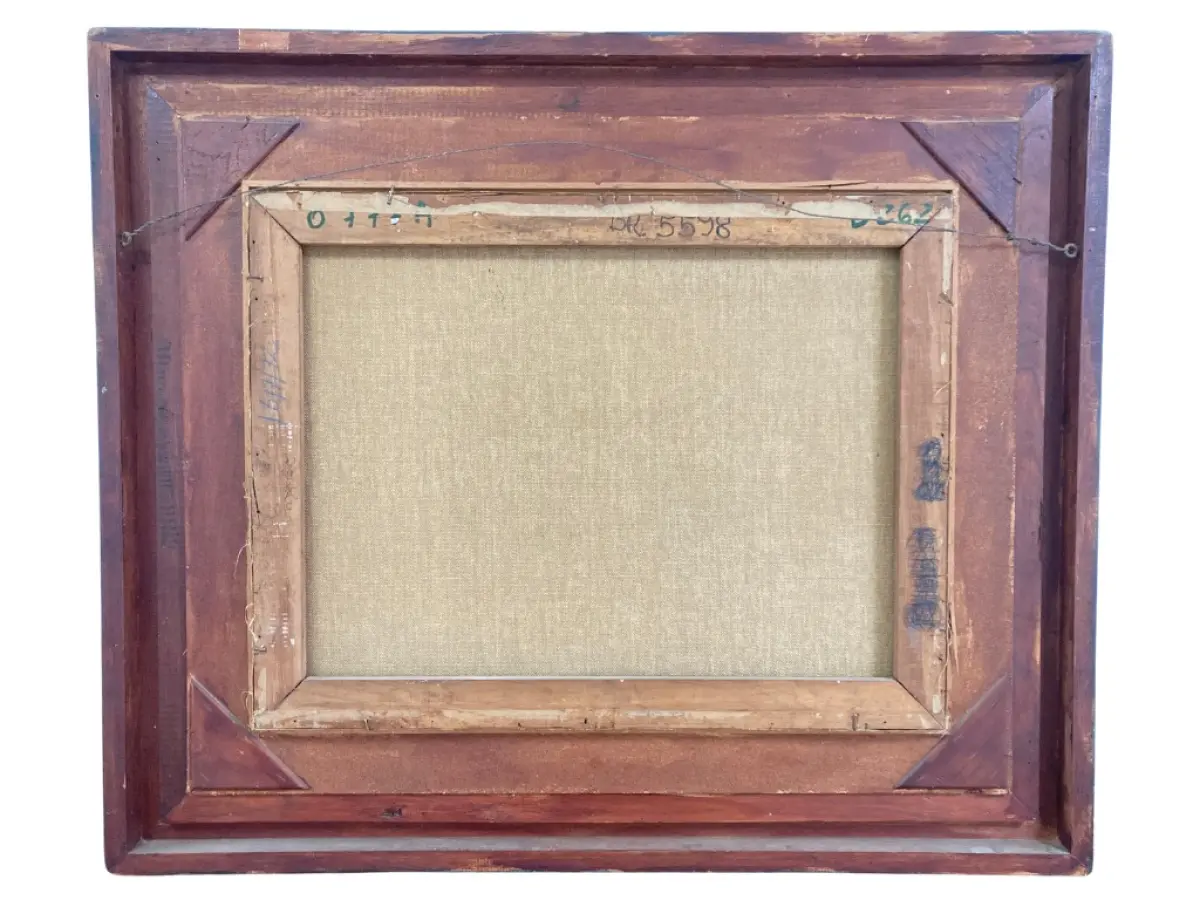 LOTE 002 - Di Cavalcanti - Paisagem com Mulher no Terraço - 1996, Óleo sobre tela, 50 x 65 cm