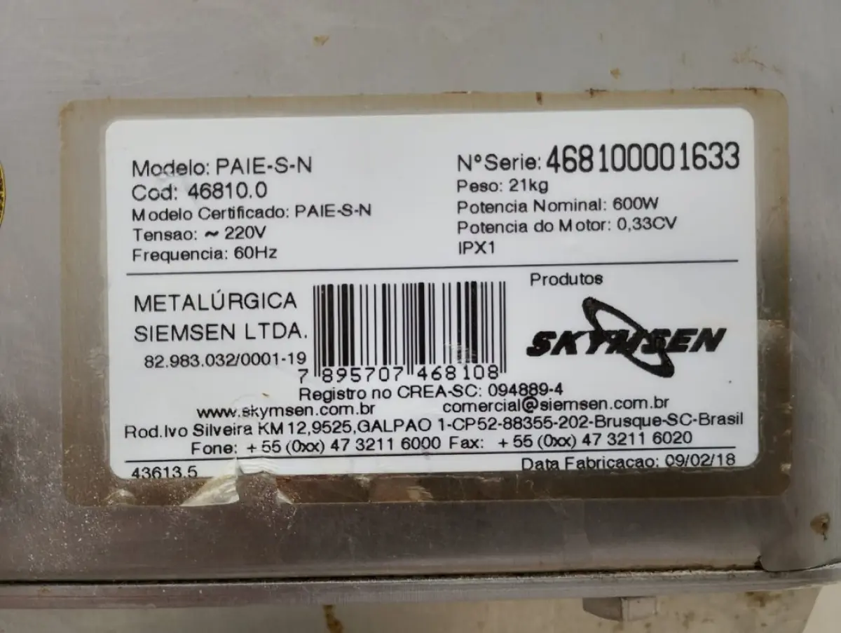 LOTE 000 - Processador de alimentos Skymsem