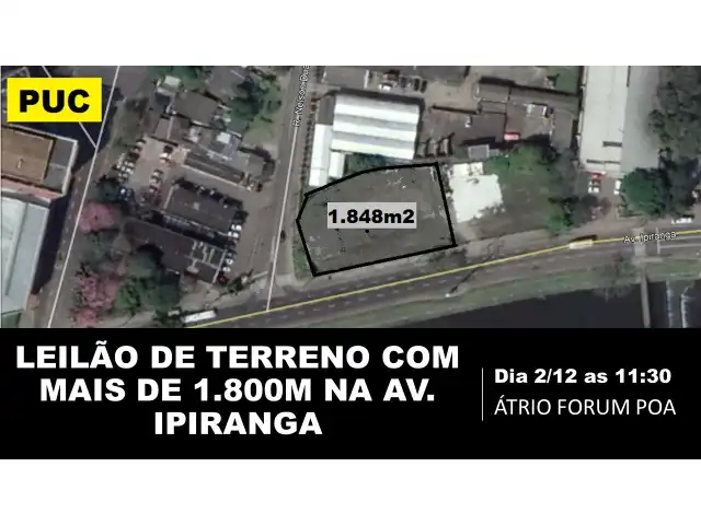 Leilão ótimo terreno na Avenida Ipiranga