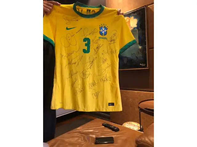 LEILÃO CAMISA DO BRASIL AUTOGRAFADA TIAGO SILVA E TODOS JOGADORES - 100% BENEFICENTE PARA  ENTIDADE AMAMOS FOCINHOS QUE ABRIGA 112 CÃES