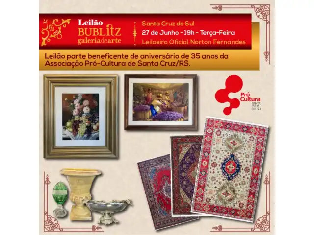 Leilão Beneficente de aniversário de 35 anos da Associação Pró-Cultura de Santa Cruz do Sul/RS