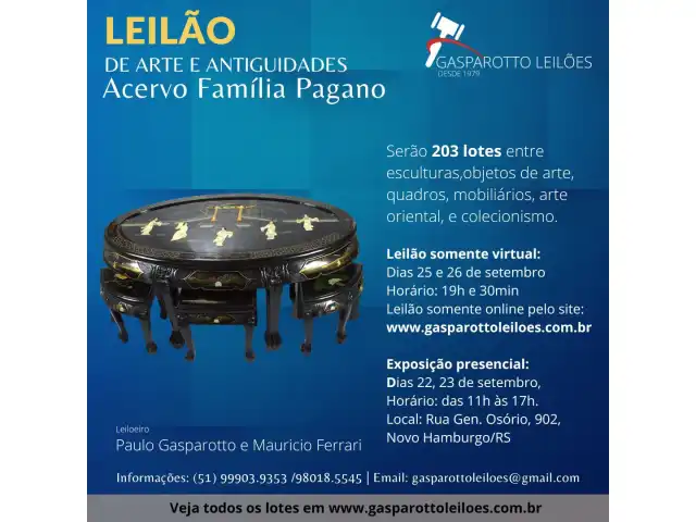 GRANDE LEILAO DE ARTE E ANTIGUIDADES - PAULO GASPAROTTO LEILOES