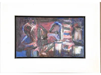 LOTE 003 - Iberê Camargo - Carretéis - 1980, Óleo sobre tela, 24 x 41 cm
