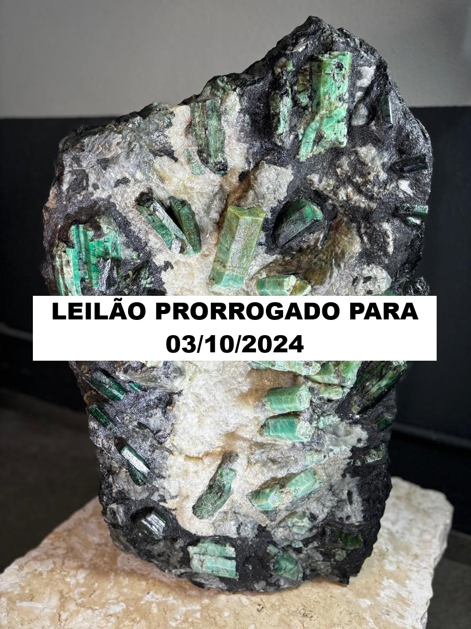 LEILÃO CANGA DE ESMERALDA "CORAÇÃO DA BAHIA" 225 KG COM LAUDO E DOCUMENTOS